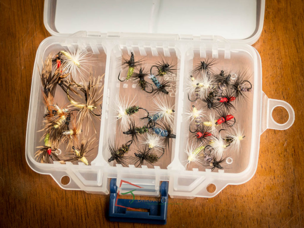 A typical Japanese angler’s fly box featuring a majority of stiff hackles