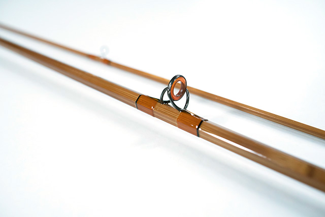Agate Stripping Guide and traditional snake guides on Cane Fly Fishing Rod