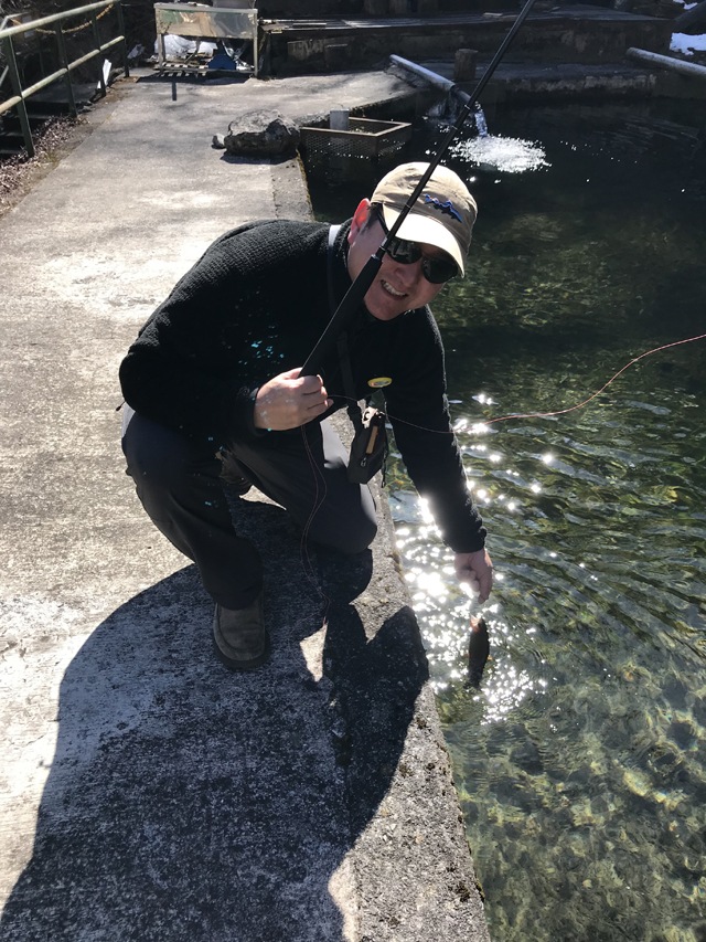 Go-chan and one from the pond on Rinfu Tenkara