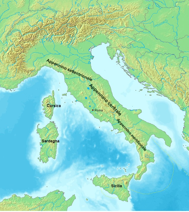 Map of Italian Apennines