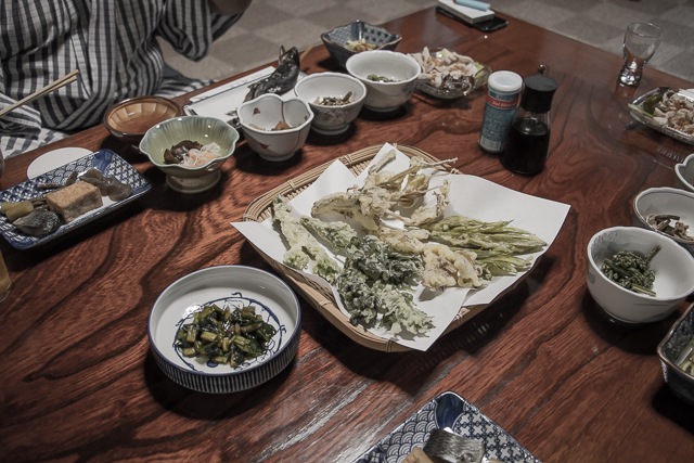 Salted/Pickled and tempura sansai