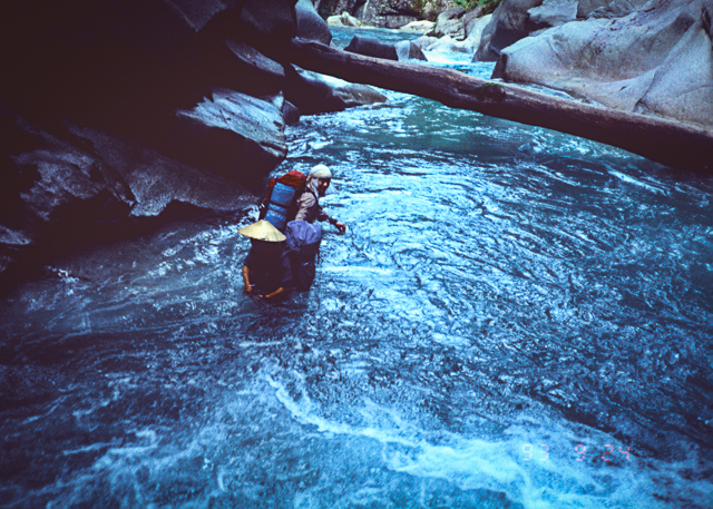 Sebata san crossing a genryu stream