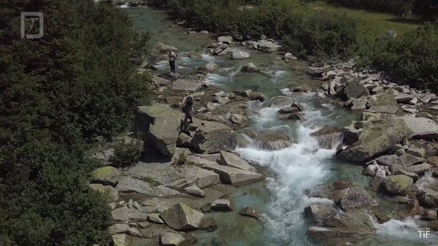 Aerial fly fishing scene in Italy